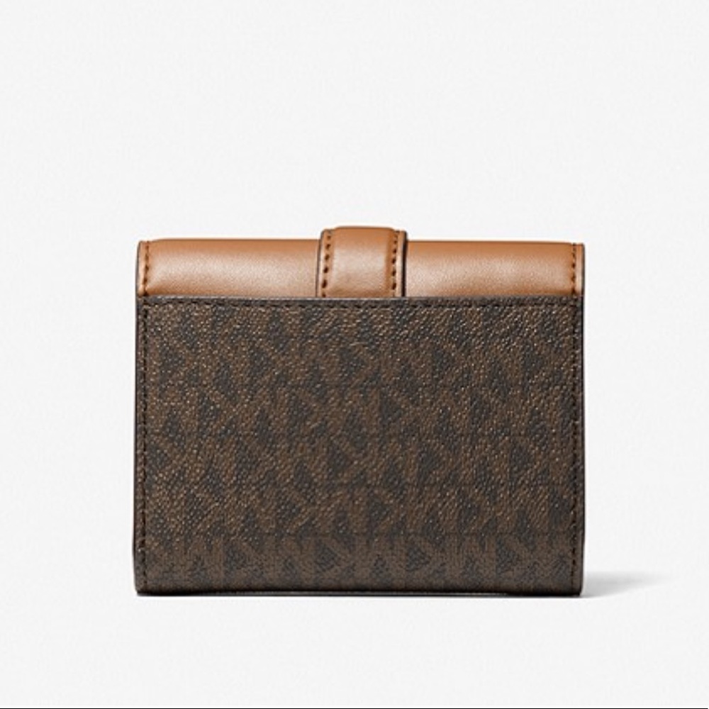 MICHAEL KORS CARMEN MEDIUM LOGO AND FAUX LEATHER WALLET BROWN - Picture 2 of 16